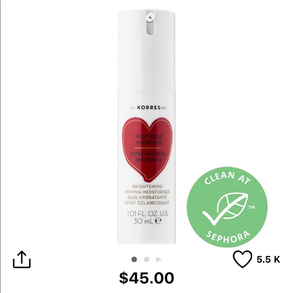 korres wild rose smoothie brightening priming moisturiser
